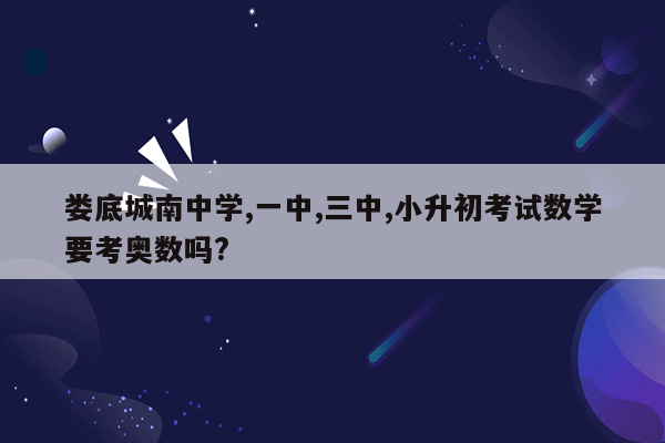 娄底城南中学,一中,三中,小升初考试数学要考奥数吗?