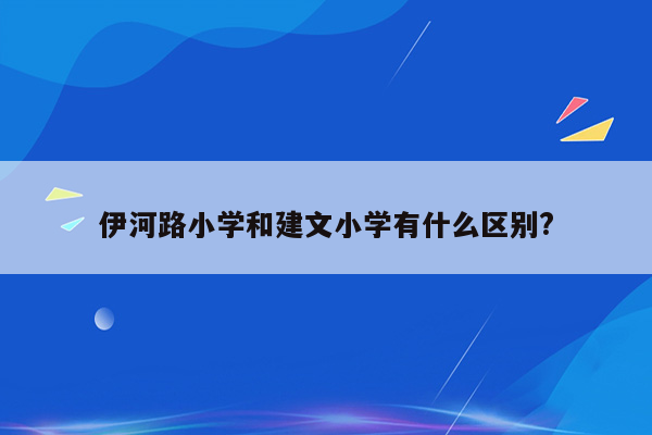 伊河路小学和建文小学有什么区别?