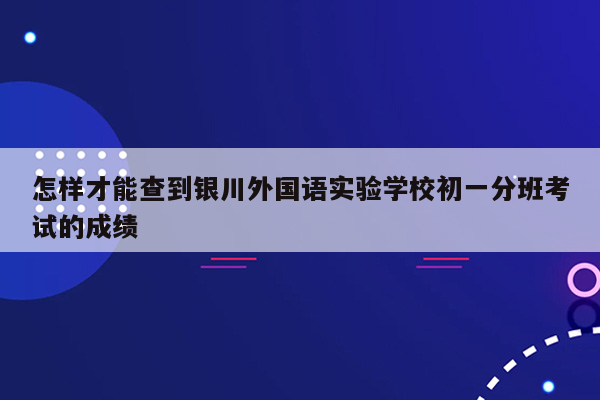 怎样才能查到银川外国语实验学校初一分班考试的成绩