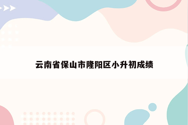 云南省保山市隆阳区小升初成绩