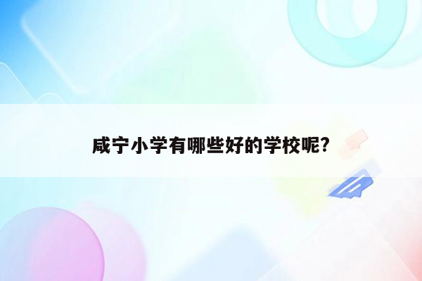 咸宁小学有哪些好的学校呢?