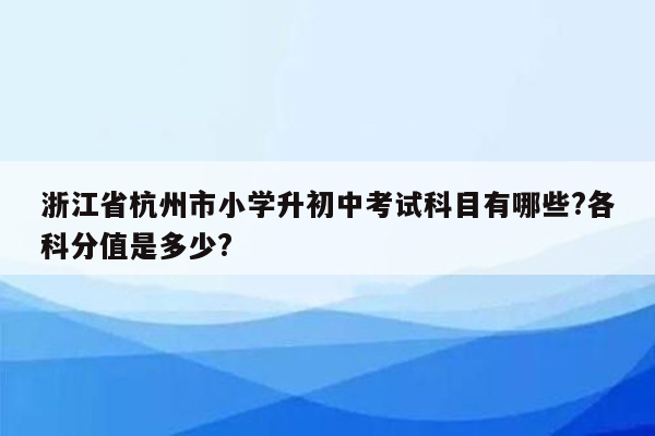 浙江省杭州市小学升初中考试科目有哪些?各科分值是多少?