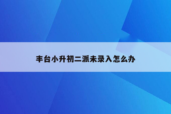 丰台小升初二派未录入怎么办