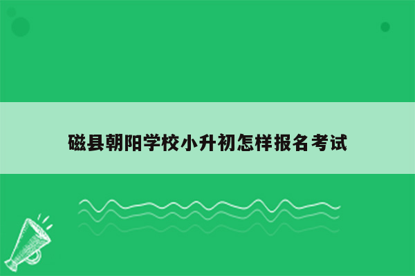 磁县朝阳学校小升初怎样报名考试