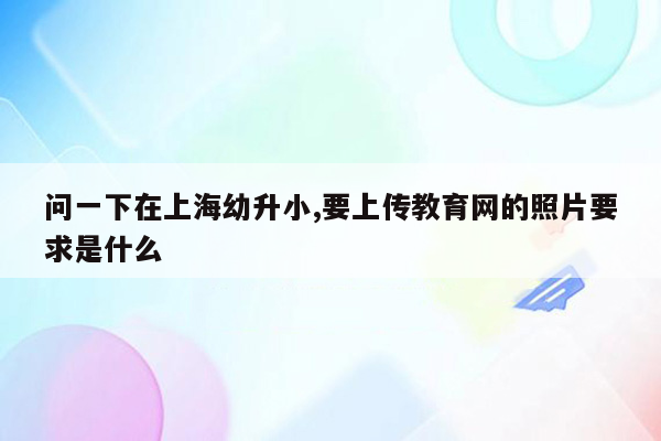 问一下在上海幼升小,要上传教育网的照片要求是什么