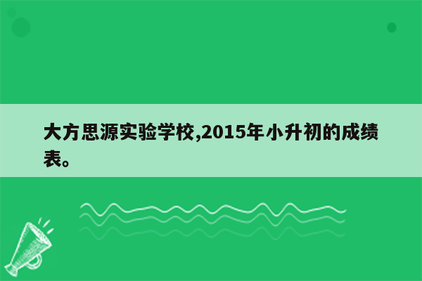 大方思源实验学校,2015年小升初的成绩表。