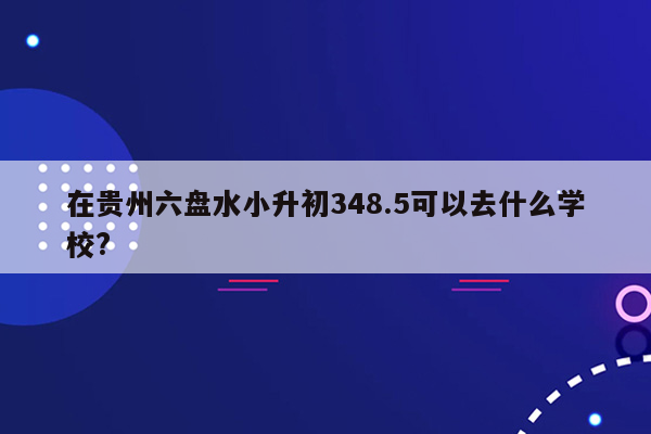 在贵州六盘水小升初348.5可以去什么学校?