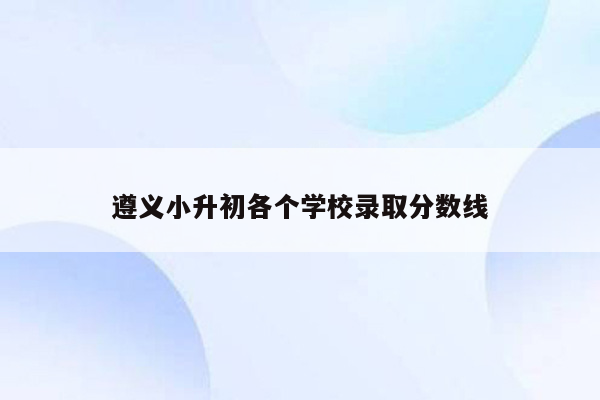 遵义小升初各个学校录取分数线