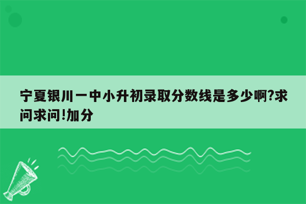 宁夏银川一中小升初录取分数线是多少啊?求问求问!加分