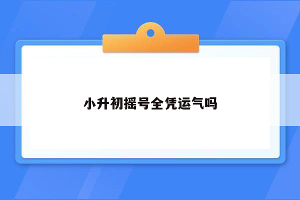 小升初摇号全凭运气吗