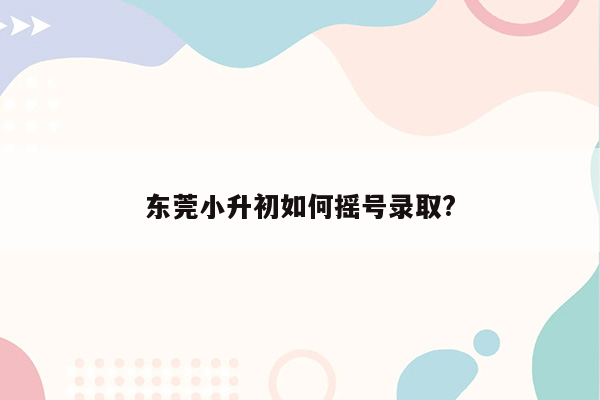 东莞小升初如何摇号录取?