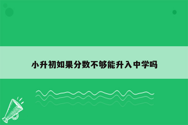 小升初如果分数不够能升入中学吗