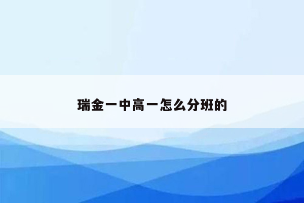 瑞金一中高一怎么分班的