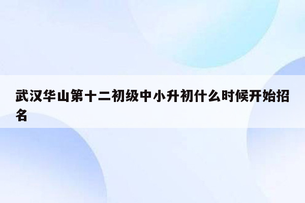 武汉华山第十二初级中小升初什么时候开始招名