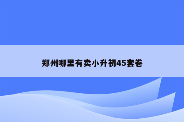 郑州哪里有卖小升初45套卷