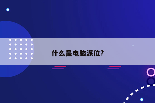 什么是电脑派位?