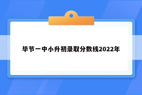 毕节一中小升初录取分数线2022年