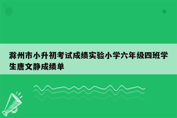 滁州市小升初考试成绩实验小学六年级四班学生唐文静成绩单