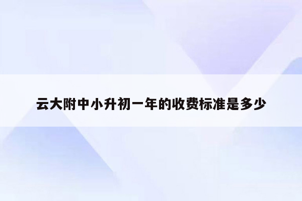 云大附中小升初一年的收费标准是多少