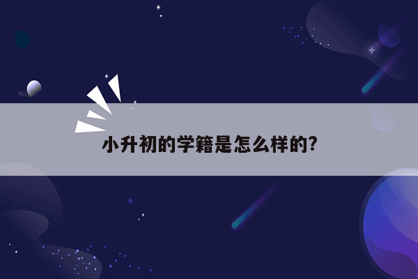 小升初的学籍是怎么样的?