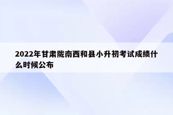 2022年甘肃陇南西和县小升初考试成绩什么时候公布