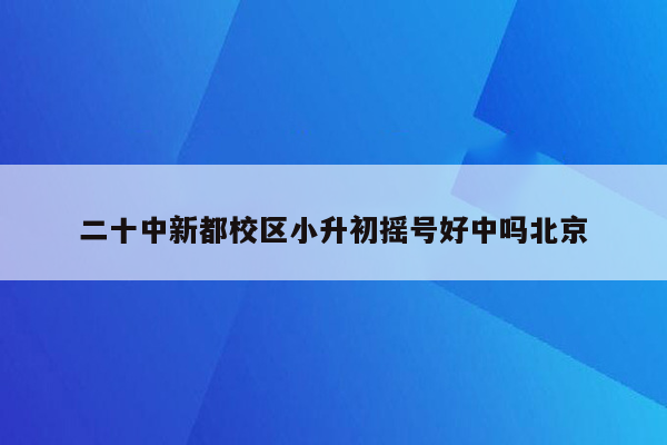 二十中新都校区小升初摇号好中吗北京