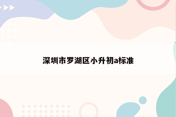 深圳市罗湖区小升初a标准