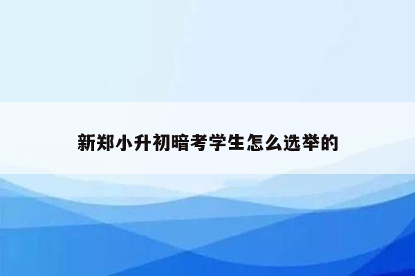 新郑小升初暗考学生怎么选举的