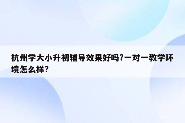 杭州学大小升初辅导效果好吗?一对一教学环境怎么样?