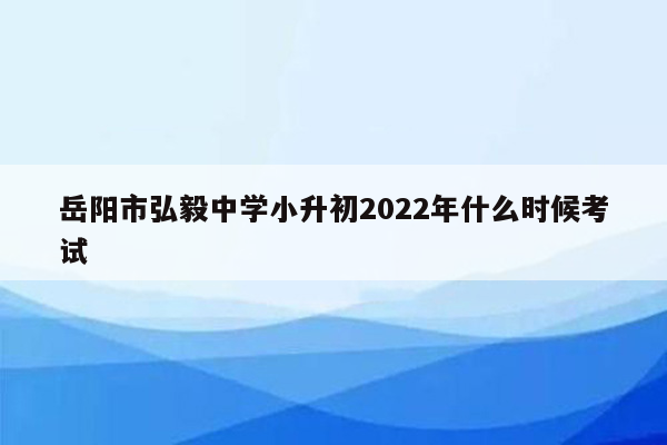 岳阳市弘毅中学小升初2022年什么时候考试