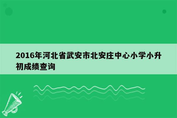 2016年河北省武安市北安庄中心小学小升初成绩查询