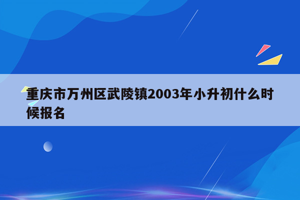 重庆市万州区武陵镇2003年小升初什么时候报名