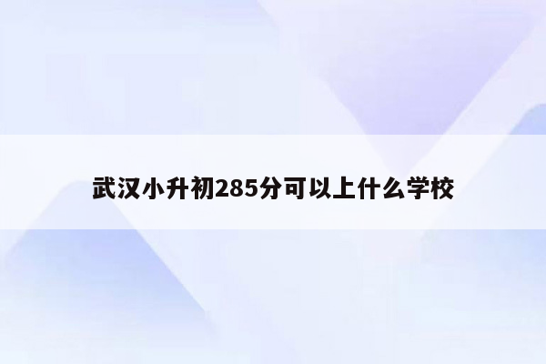 武汉小升初285分可以上什么学校