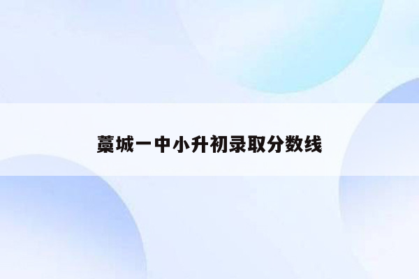 藁城一中小升初录取分数线