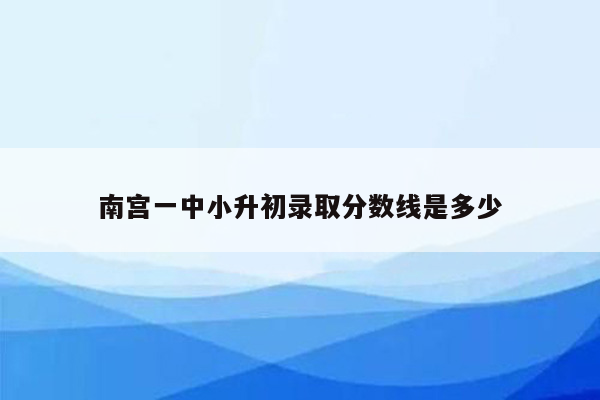 南宫一中小升初录取分数线是多少