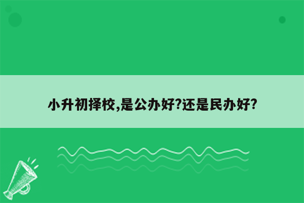 小升初择校,是公办好?还是民办好?