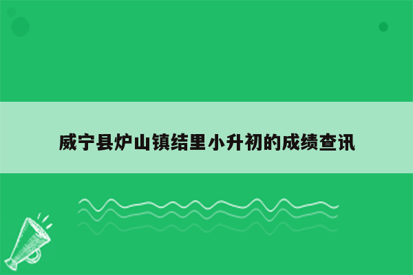 威宁县炉山镇结里小升初的成绩查讯