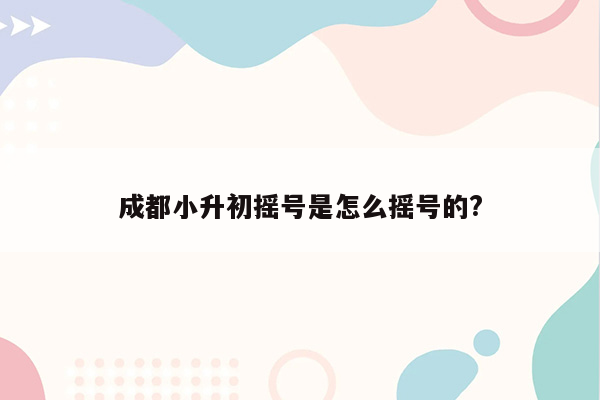 成都小升初摇号是怎么摇号的?