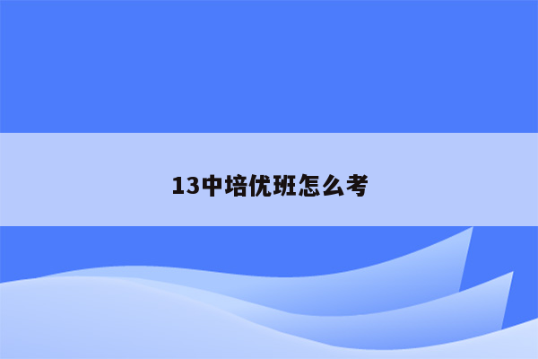 13中培优班怎么考