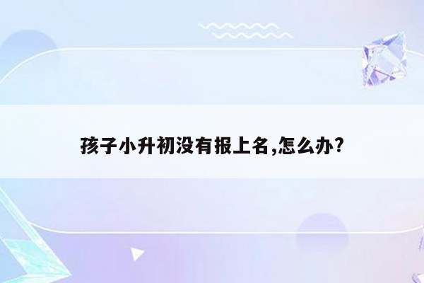 孩子小升初没有报上名,怎么办?