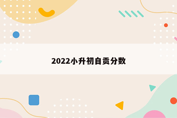 2022小升初自贡分数