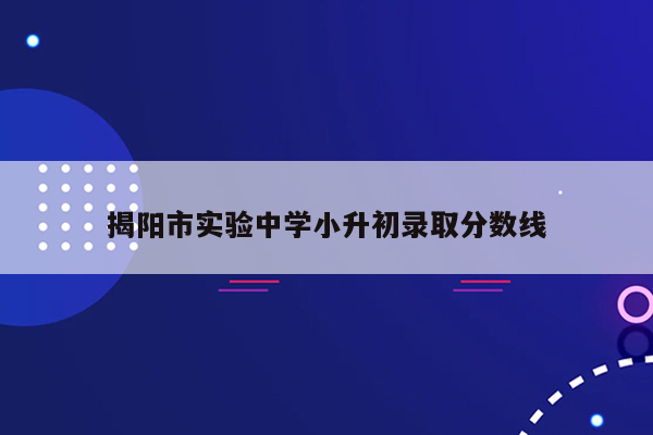 揭阳市实验中学小升初录取分数线