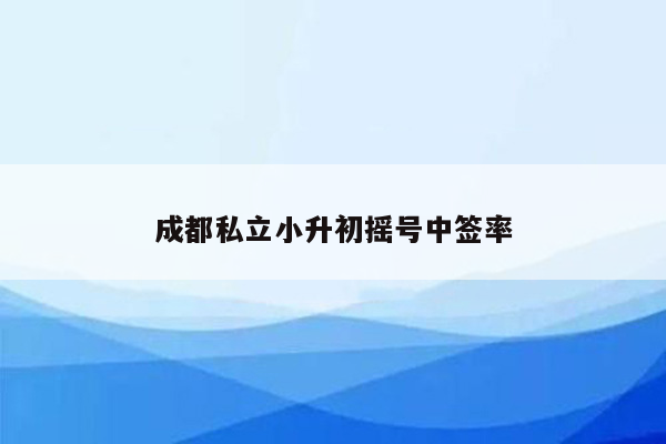 成都私立小升初摇号中签率