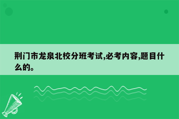 荆门市龙泉北校分班考试,必考内容,题目什么的。