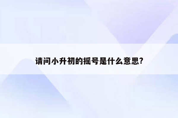 请问小升初的摇号是什么意思?