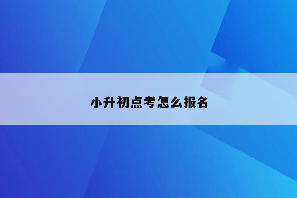 小升初点考怎么报名