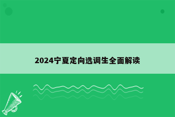 2024宁夏定向选调生全面解读