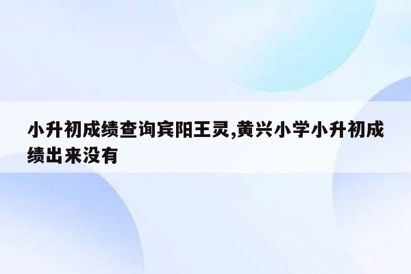 小升初成绩查询宾阳王灵,黄兴小学小升初成绩出来没有