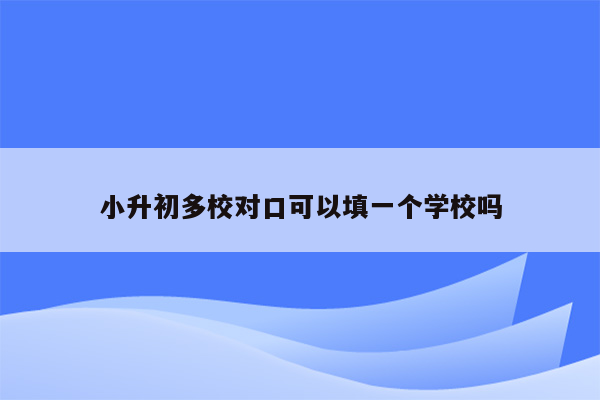 小升初多校对口可以填一个学校吗