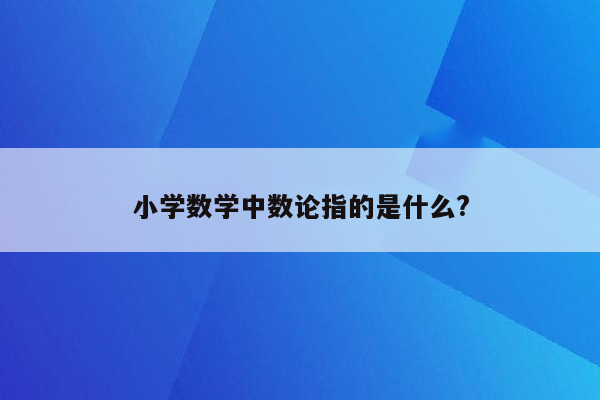 小学数学中数论指的是什么?